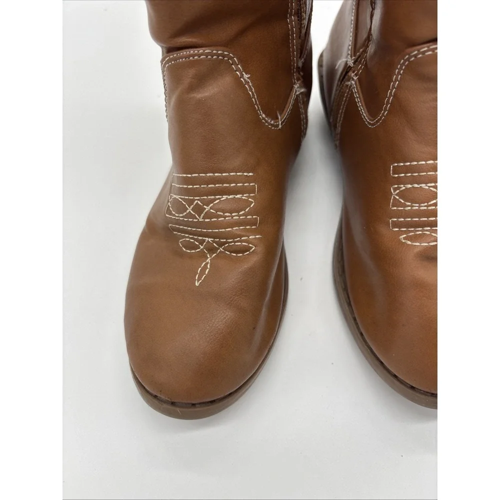 Bebe Girls Cowgirl  Boots Size 3 Brown‎ With White Designs.